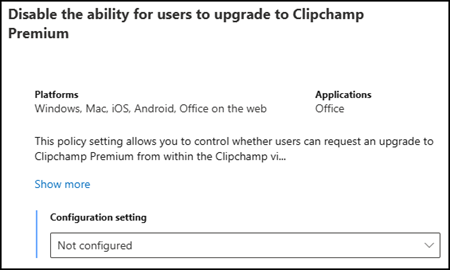 Disable the ability for users to upgrade to Clipchamp Premium