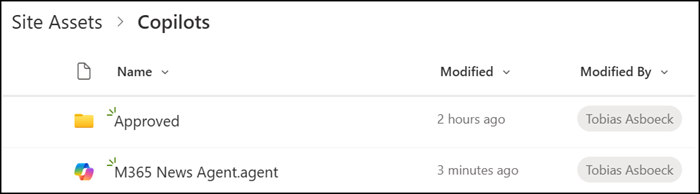 An approved agent is moved automatically to the Approved folder