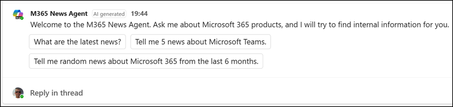 Chatting with the SharePoint Agent in Teams