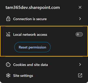 Local network access permissions in Google Chrome