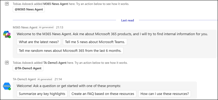 Multiple SharePoint Agents in Teams group chat