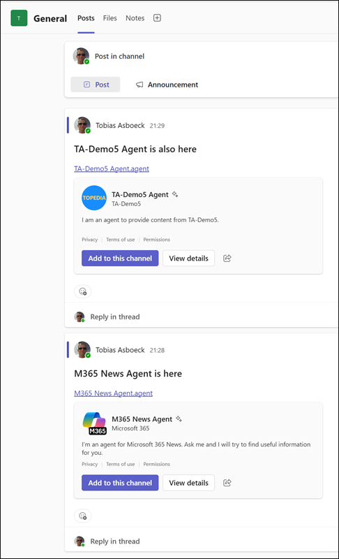 Multiple SharePoint Agents in Teams channel