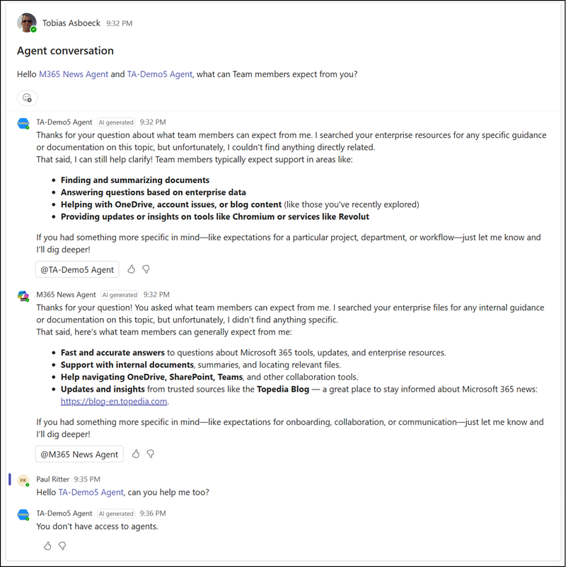 Team members need a Microsoft 365 Copilot license or PAYG setup for SharePoint Agents