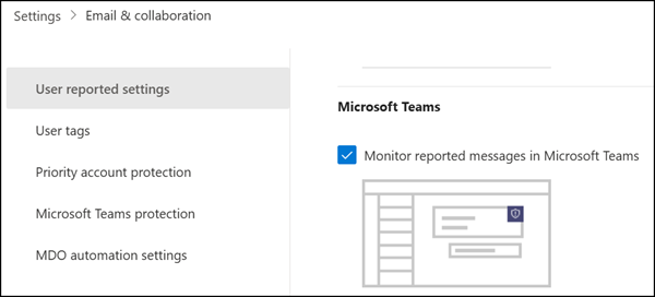 Enable user-reported messages in Teams