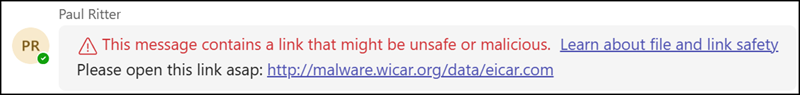 Malicious URL protection does not prevent users from opening the URL