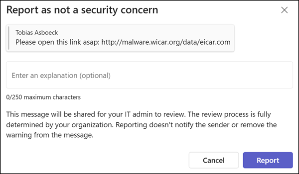 Report as not a security concern
