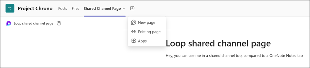 Loop page in a shared channel