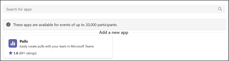 Adding the Polls app to a Teams town hall event