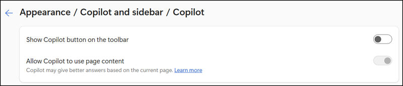 Copilot Chat button is disabled by default
