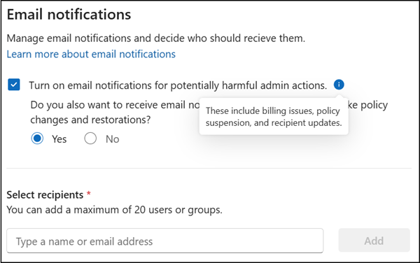 Add up to 20 email recipients