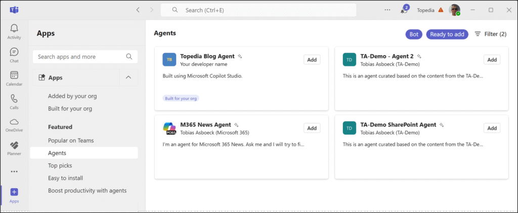 Copilot Studio and SharePoint Agents in the Teams App Store