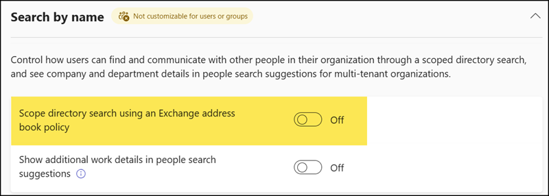 Scope directory search in Teams admin settings