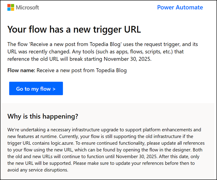 Email information if such a trigger is in use