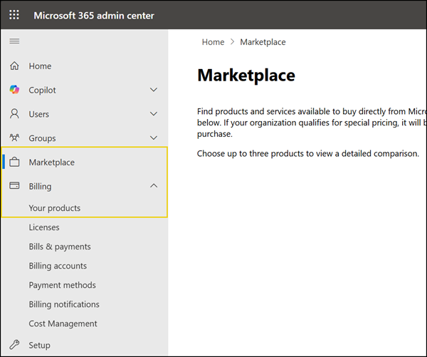 Updated navigation in the Microsoft 365 Admin Center