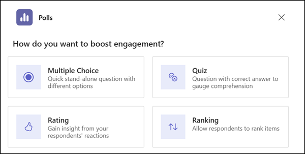 The Word cloud option is not available as a poll type