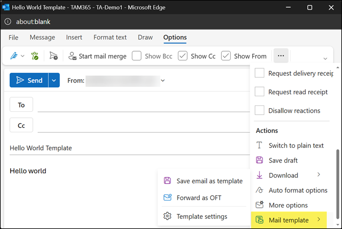 Save an email as a template
