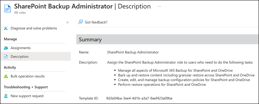 New admin role: SharePoint Backup Administrator