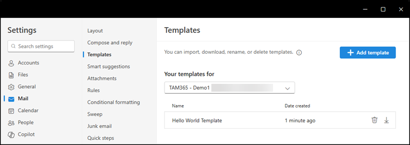 Managing email templates in the new Outlook and Outlook on the web