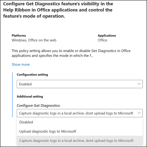 Office Cloud Policy settings