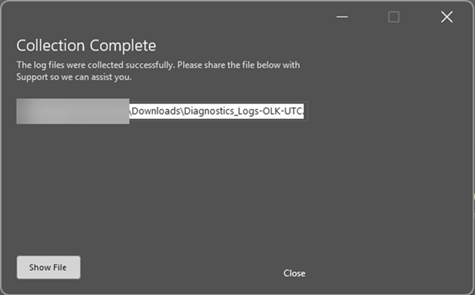 “Get diagnostics” with option 4 in Outlook Classic