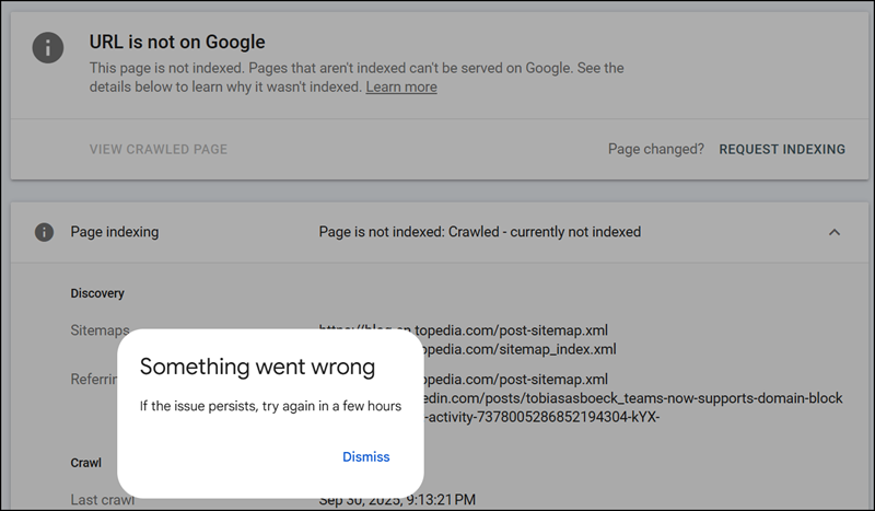Time-out for URL live test