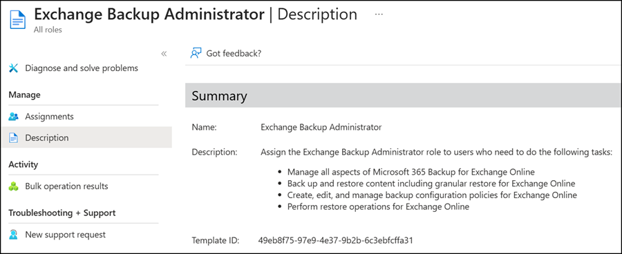 New admin role: Exchange Backup Administrator