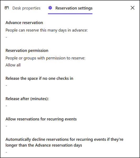 Reservation settings are empty and cannot be modified if you have this issue
