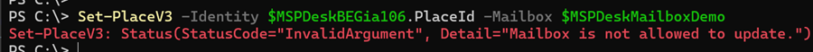 You cannot update the mailbox after the desk has been created