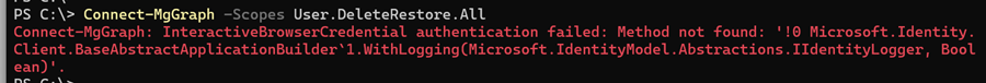 Graph connection issue if the Exchange connection was established first