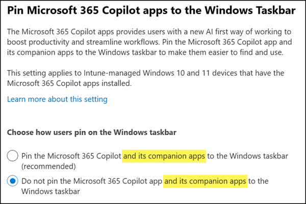 Pin ‎Microsoft 365 Copilot‎ apps to the ‎Windows‎ Taskbar