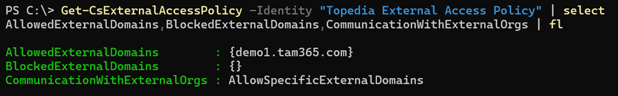 Define a domain whitelist in an external access policy