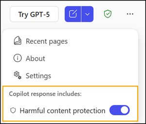 Harmful content protection is turned on for all new chats