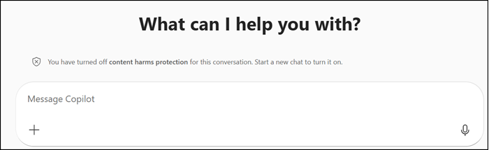 Harmful content protection is turned off