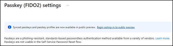 Opt-in to the public preview of synced passkeys