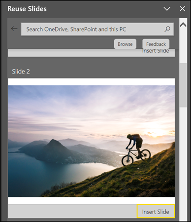 Reuse Slides in PowerPoint will be retired