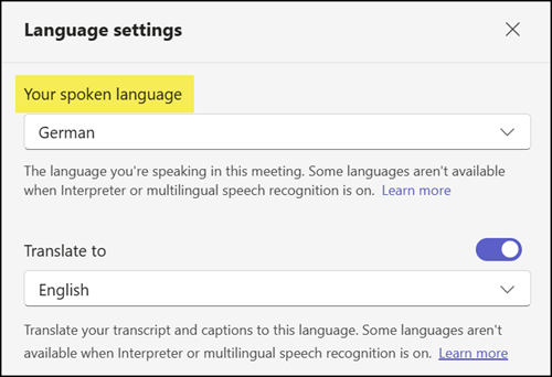 Multilingual Speech Recognition is enabled