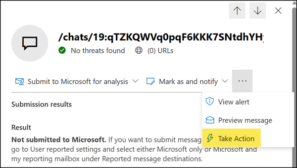 Teams messages entity flyout