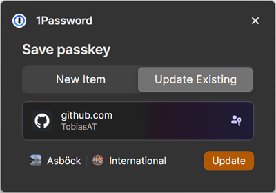 Confirm the 1Password item