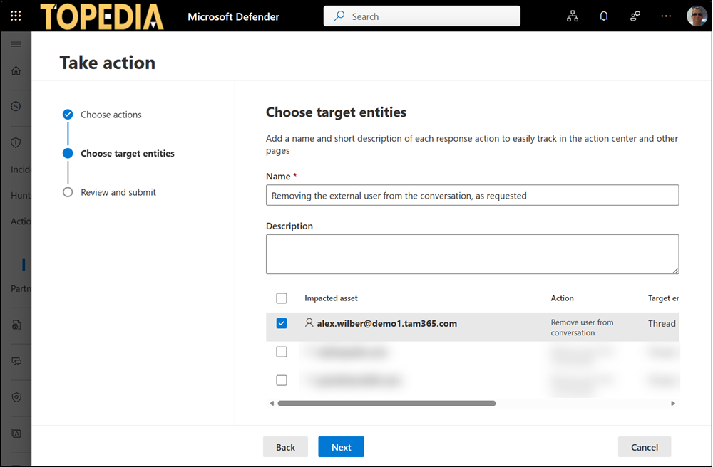 Select the users to remove