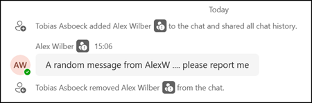 Microsoft Defender removed the user from the chat