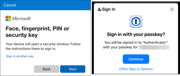 Synced passkey on a mobile phone