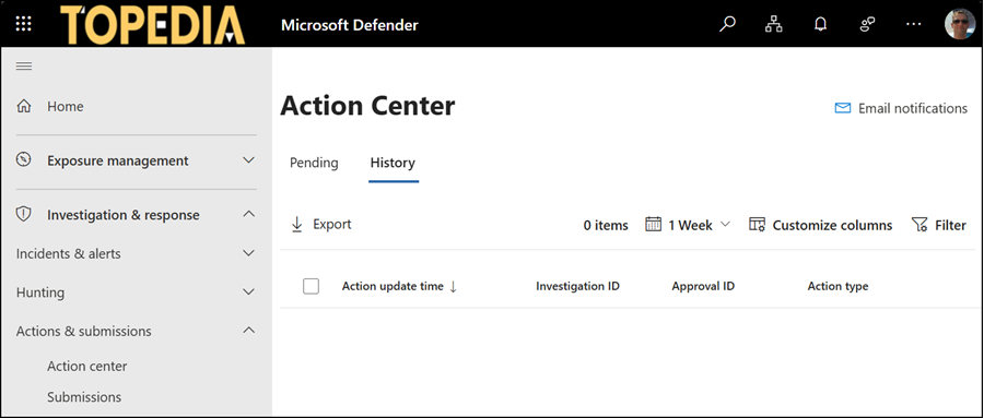 Defender has not recorded an event