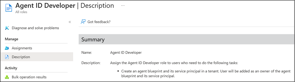 New Entra ID admin role: Agent ID Developer