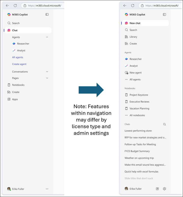 Microsoft 365 Copilot navigation will be updated