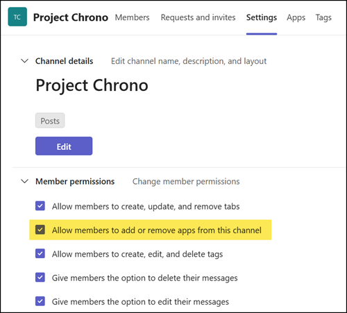 A new shared channel setting to control channel apps