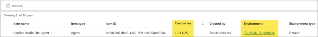 Copilot Studio Lite agents are still created in the default environment