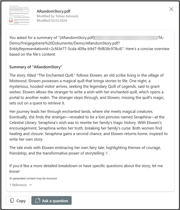 AI Summary for users with a PAYG configuration