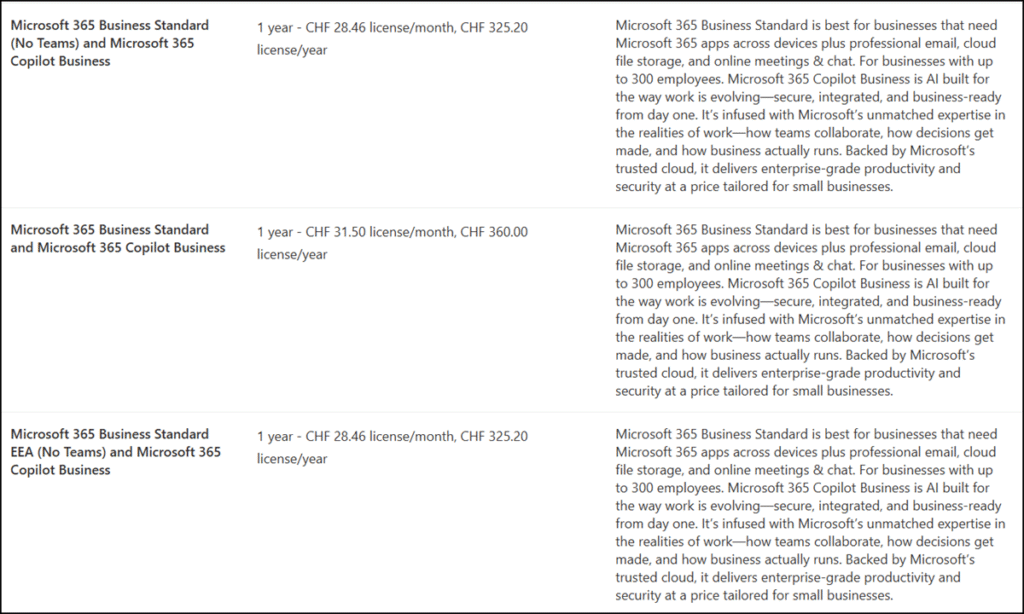 Microsoft 365 Business Standard and Microsoft 365 Copilot Business (December 2025)