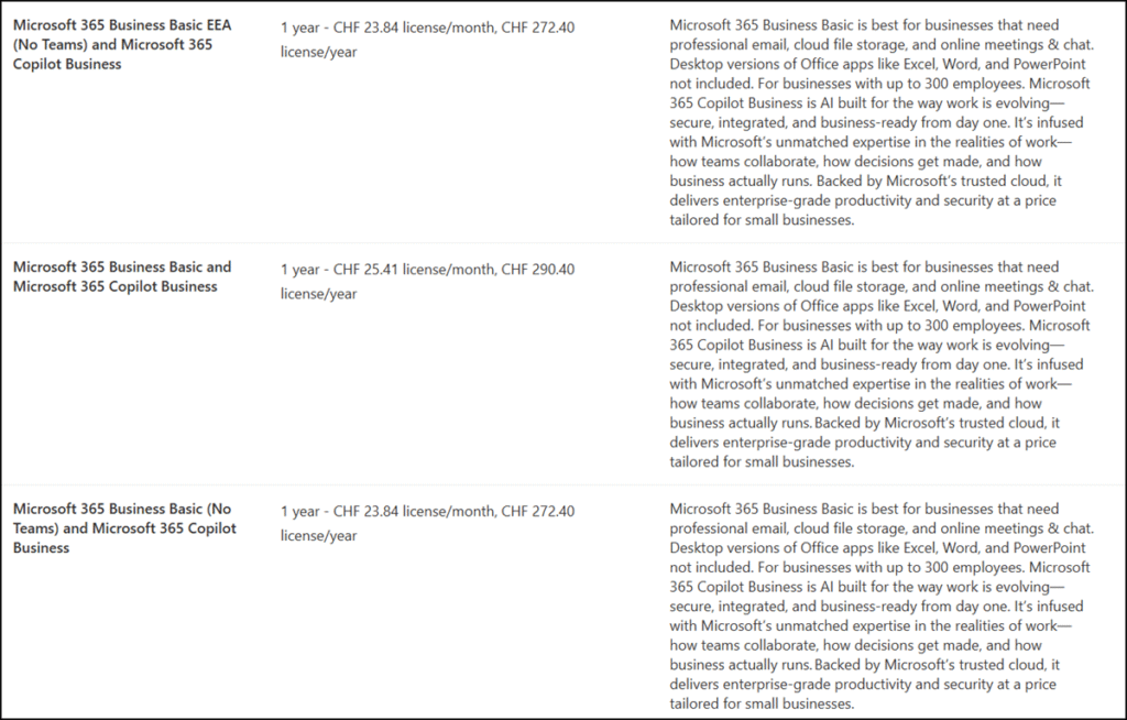Microsoft 365 Business Basic and Microsoft 365 Copilot Business (December 2025)