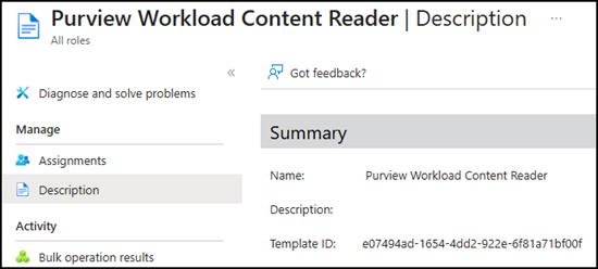 New Entra admin role: Purview Workload Content Reader